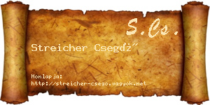 Streicher Csegő névjegykártya